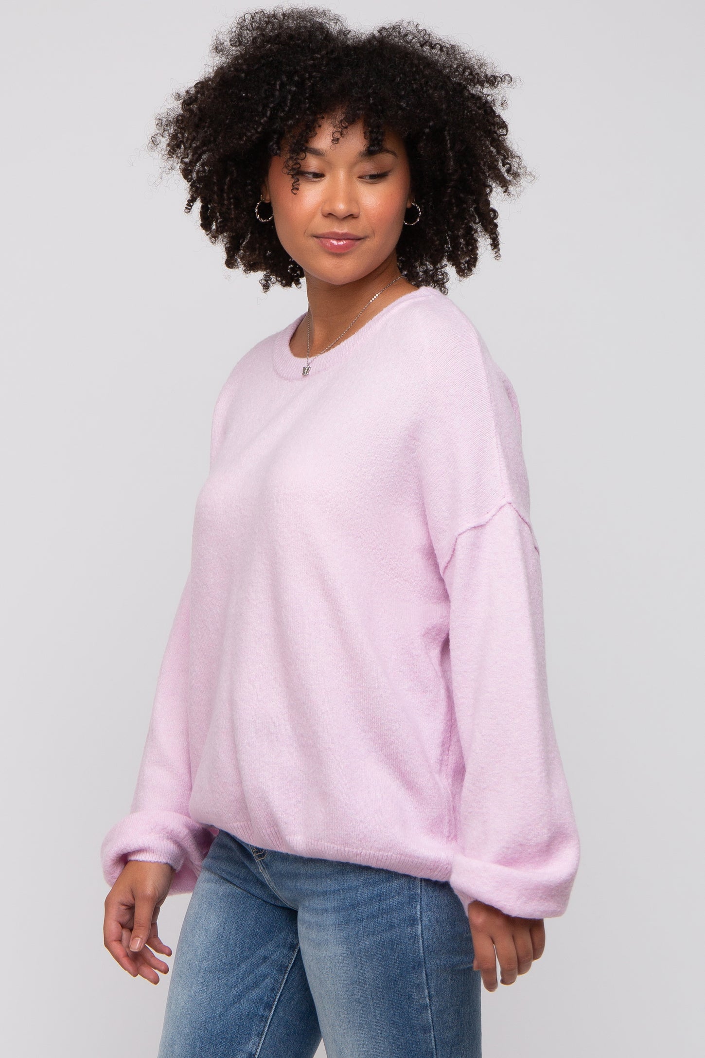 Light Pink Basic Drop Shoulder Sweater