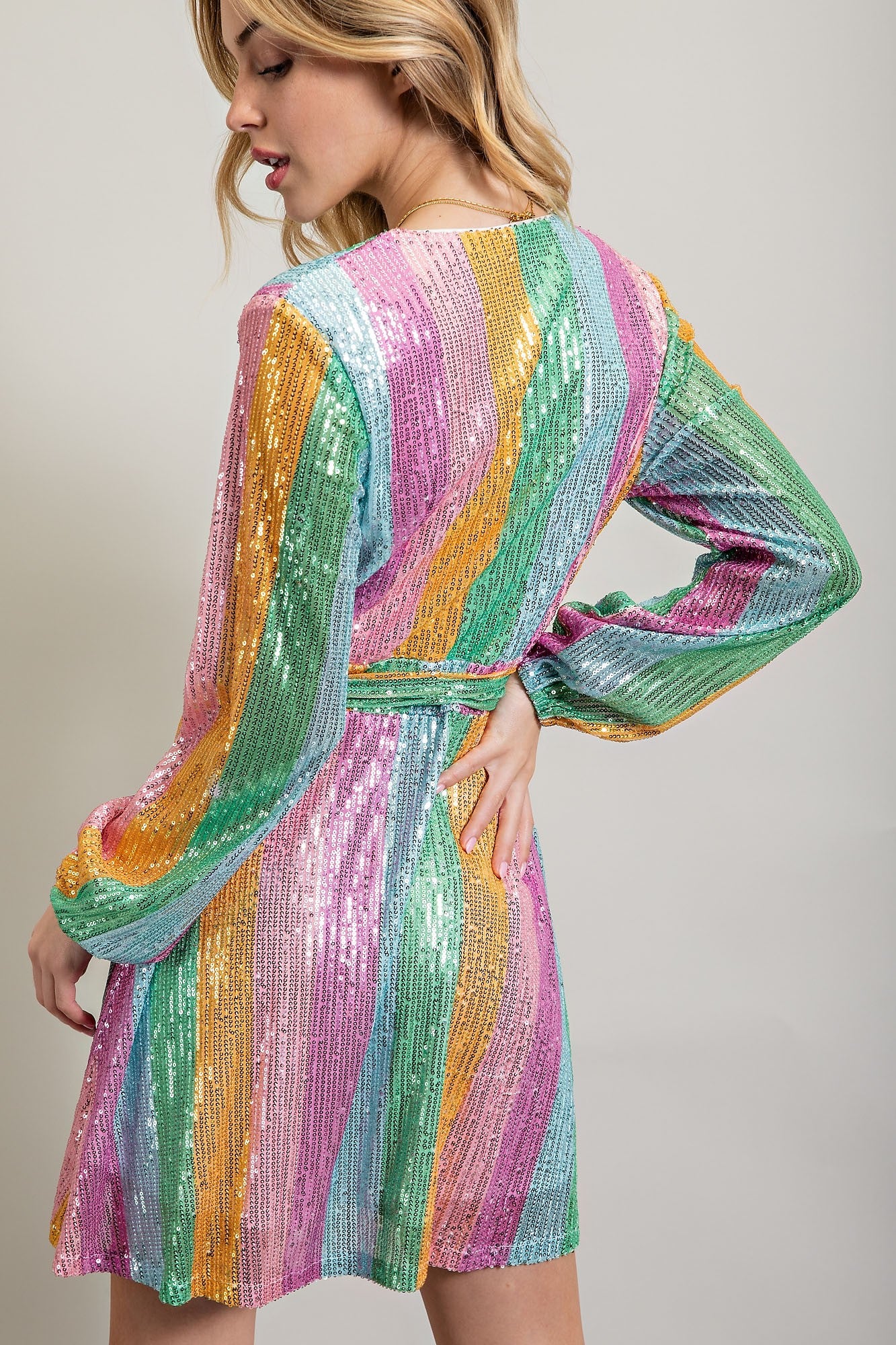 Rainbow Mini Flare Dress PinkBlush Rainbow Mini Flare Dress PinkBlush