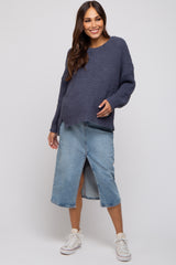 Navy Dropped Shoulder Maternity Sweater