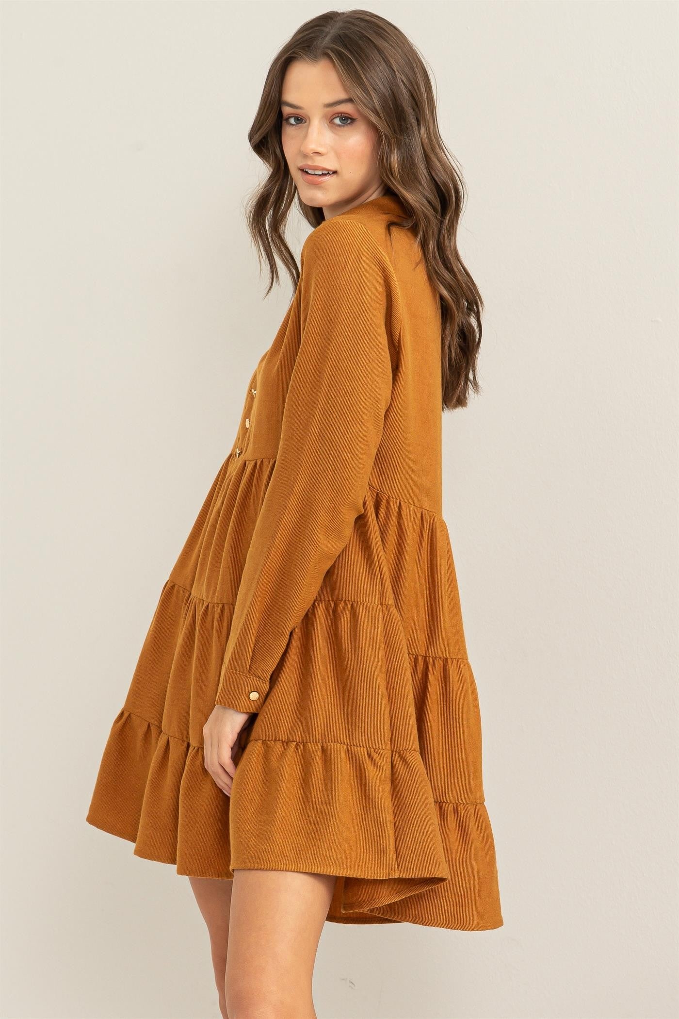 corduroy tiered mini dress Madewell Corduroy Tiered Mini Dress navy Sz Medium NWT
