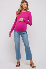 Fuchsia Long Sleeve Maternity Top