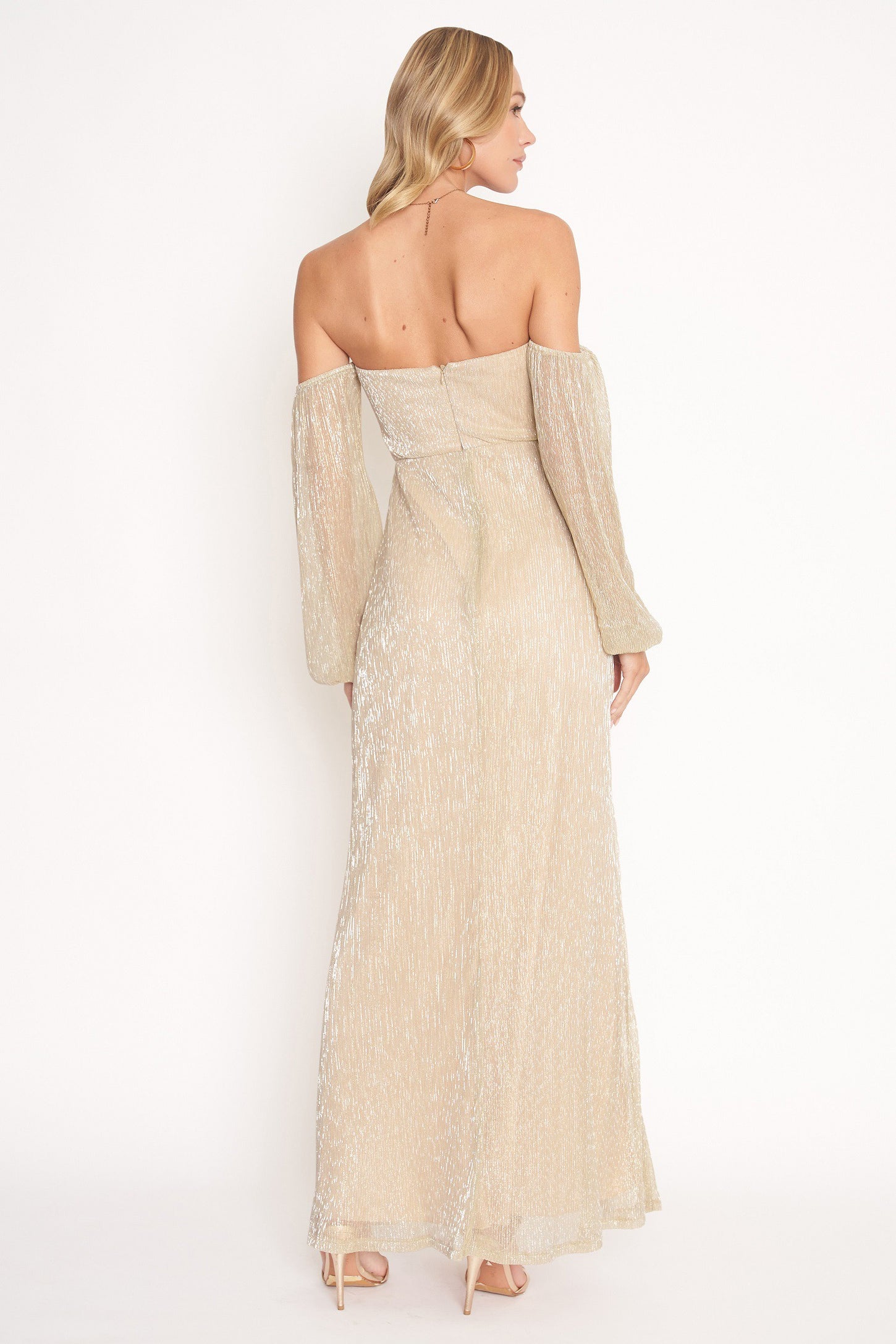Gold Off Shoulder Maxi Dress