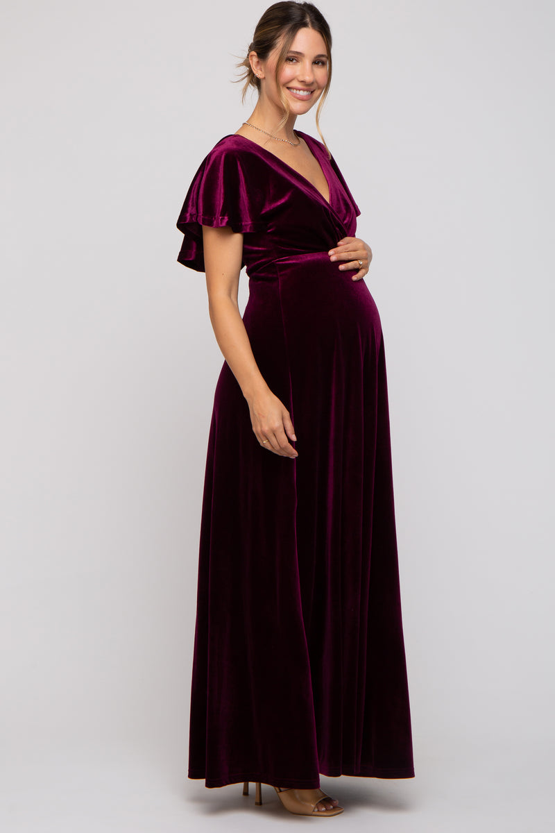 Burgundy Velvet Maternity Maxi Dress – PinkBlush