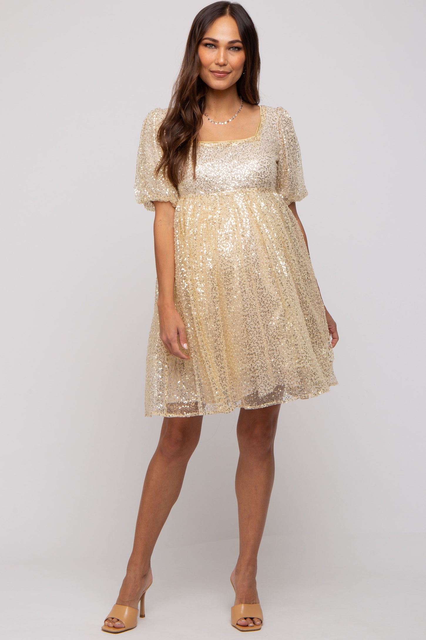 gold sequin babydoll dress Sequin Babydoll Dress M Gold by Lane 201