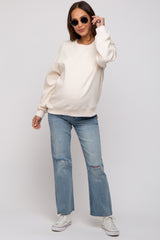 Cream Basic Fleece Maternity Sweatshirt