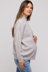 Silver Mock Neck Maternity Sweater