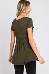 PinkBlush Olive Draped Front Nursing Top