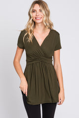PinkBlush Olive Draped Front Nursing Top