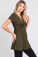 PinkBlush Olive Draped Front Nursing Top