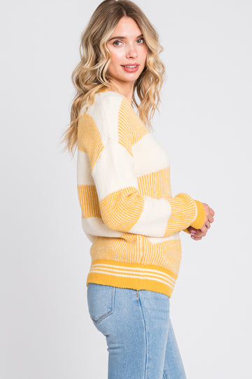 Yellow Fuzzy Striped Sweater