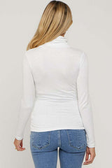 Ivory Ribbed Maternity Turtleneck Top