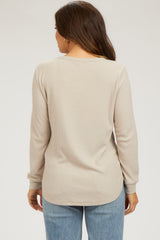 Taupe Ribbed Maternity Long Sleeve Top