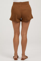 Brown Fleece Maternity Shorts