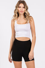 Black Fitted Smocked Active Maternity Shorts