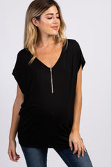 PinkBlush Black Zipper Front Maternity Top