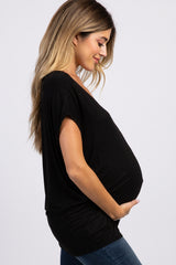 PinkBlush Black Zipper Front Maternity Top