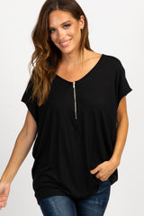 PinkBlush Black Zipper Front Maternity Top