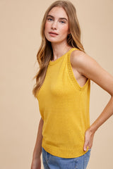 Mustard Sleeveless Knit Top