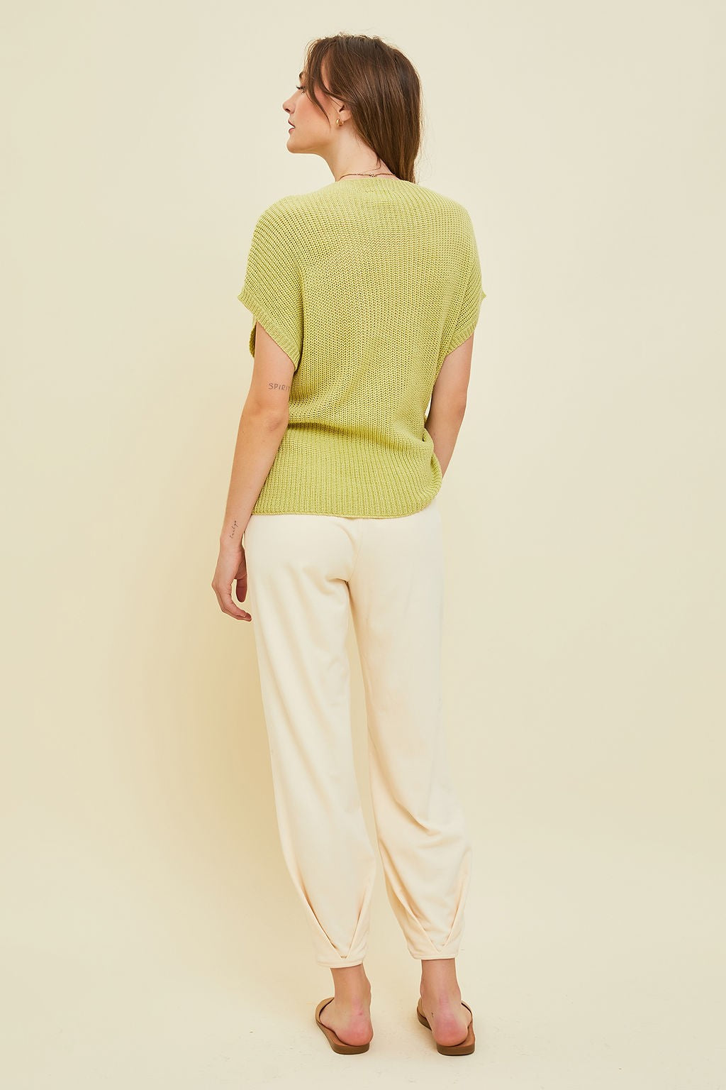 Sage Knit Pocket Front Top