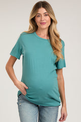 Aqua Oversized Short Sleeve Maternity Top