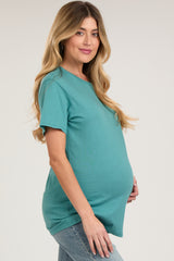 Aqua Oversized Short Sleeve Maternity Top