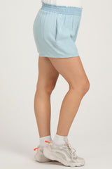 Light Blue Chambray Maternity Shorts