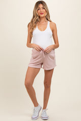 Light Pink Terry Maternity Shorts