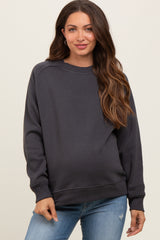 Charcoal Pullover Maternity Terry Crewneck