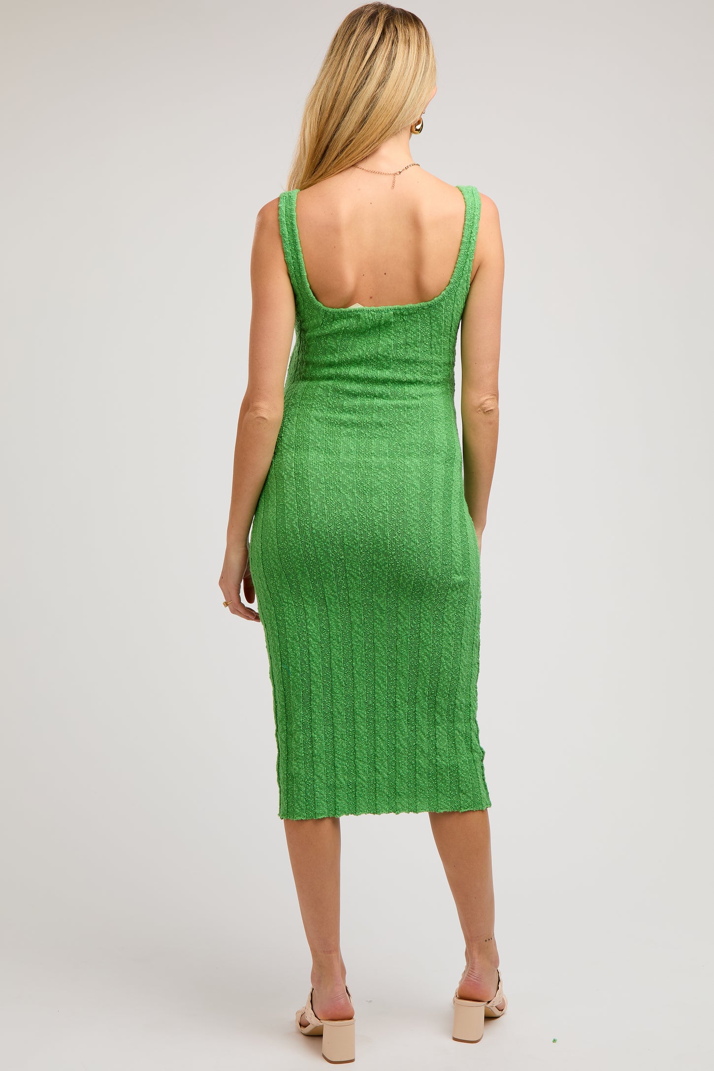 Green Wide Rib Knit Maternity Midi Dress