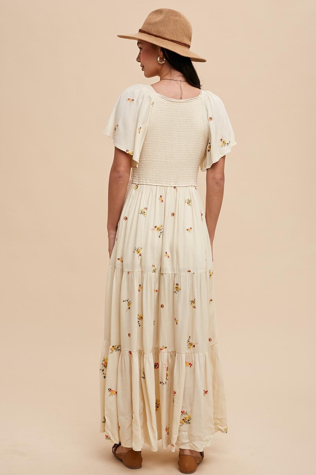 Buttercream Embroidered Maxi Dress
